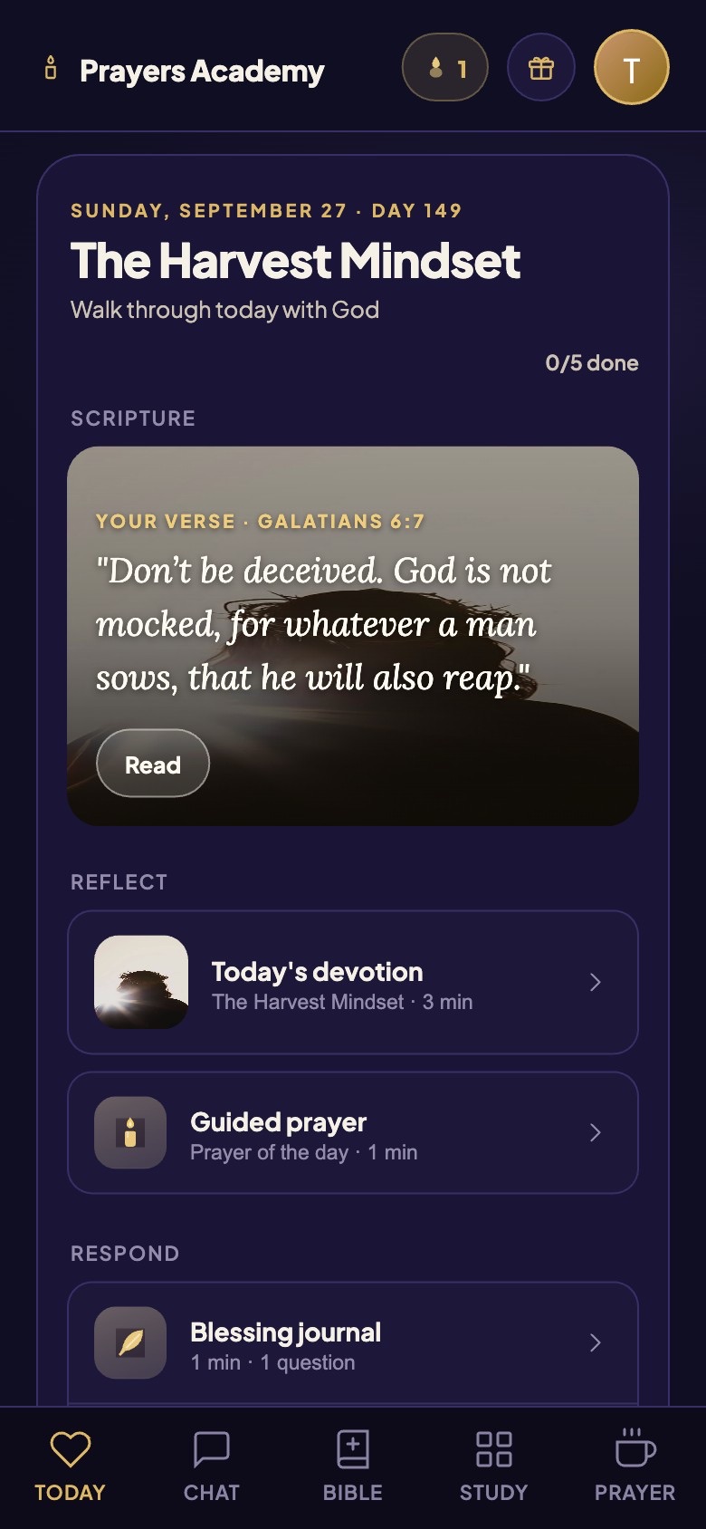 A day in the plan: devotional, verse, reflection and prayer