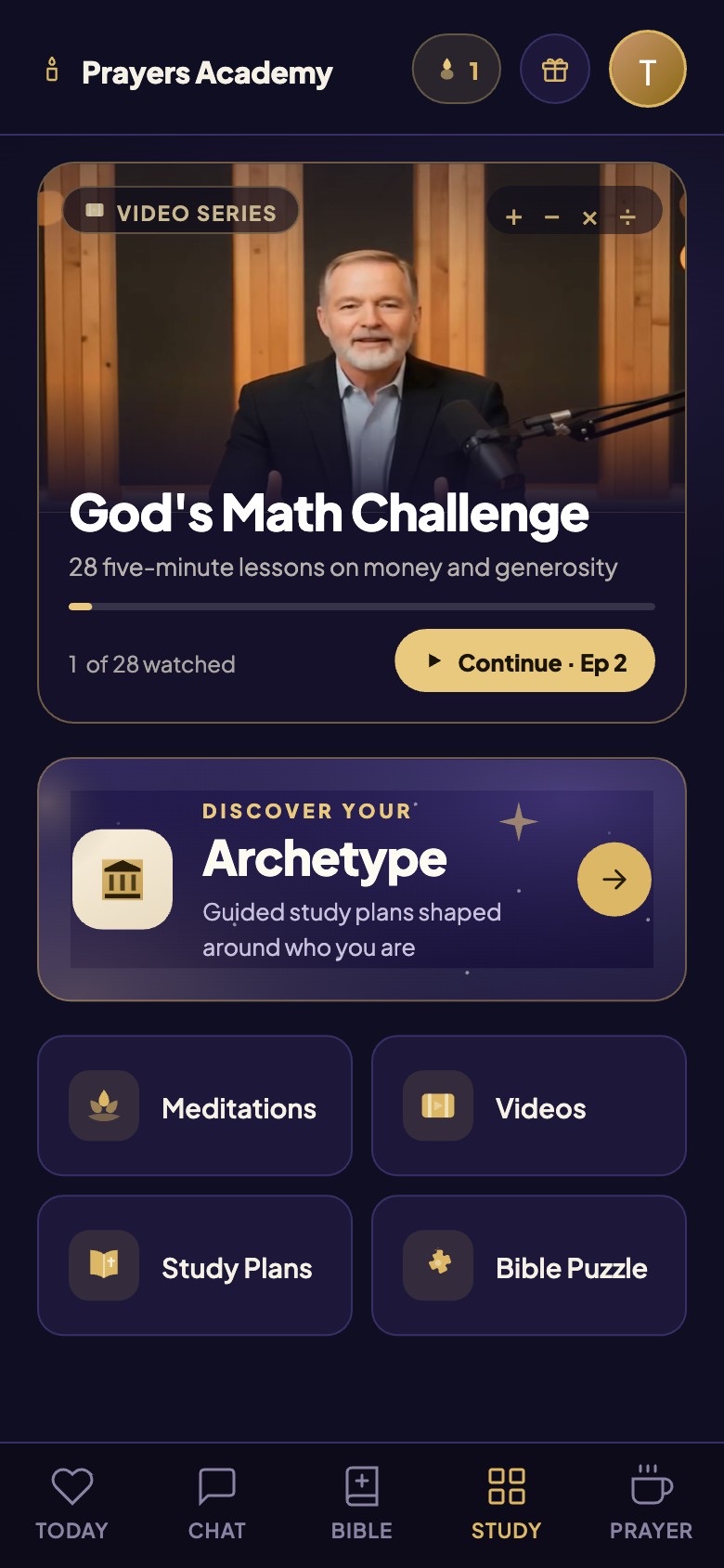 The God’s Math video series in the app